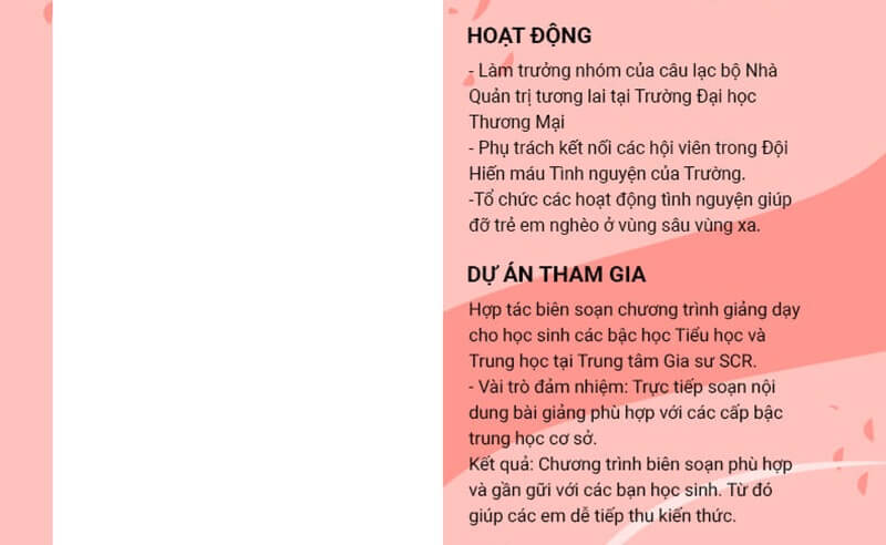 Dự án, nghiên cứu và hoạt động ngoại khóa