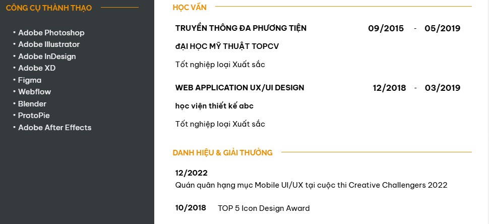 Trình độ học vấn, chứng chỉ trong CV designer