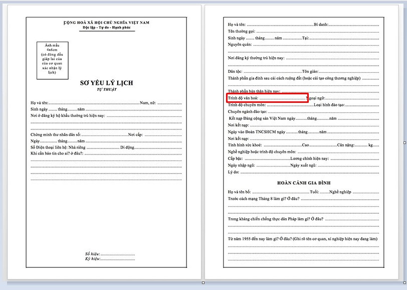 Cách ghi trình độ văn hóa trên sơ yếu lý lịch xin việc