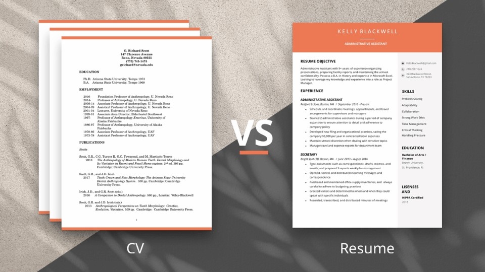Sự khác biệt giữa Resume và CV