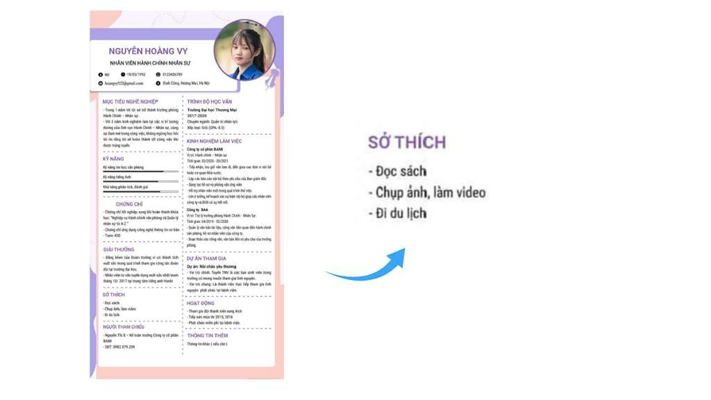 Đưa sở thích để tạo ấn tượng cá nhân