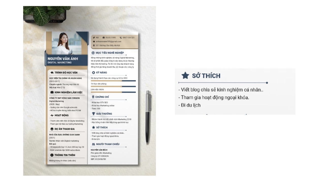 Sở thích phản ánh kỹ năng và giá trị ứng viên có thể mang lại cho công việc