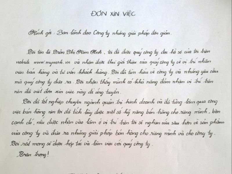 Kính gửi bộ phận tuyển dụng