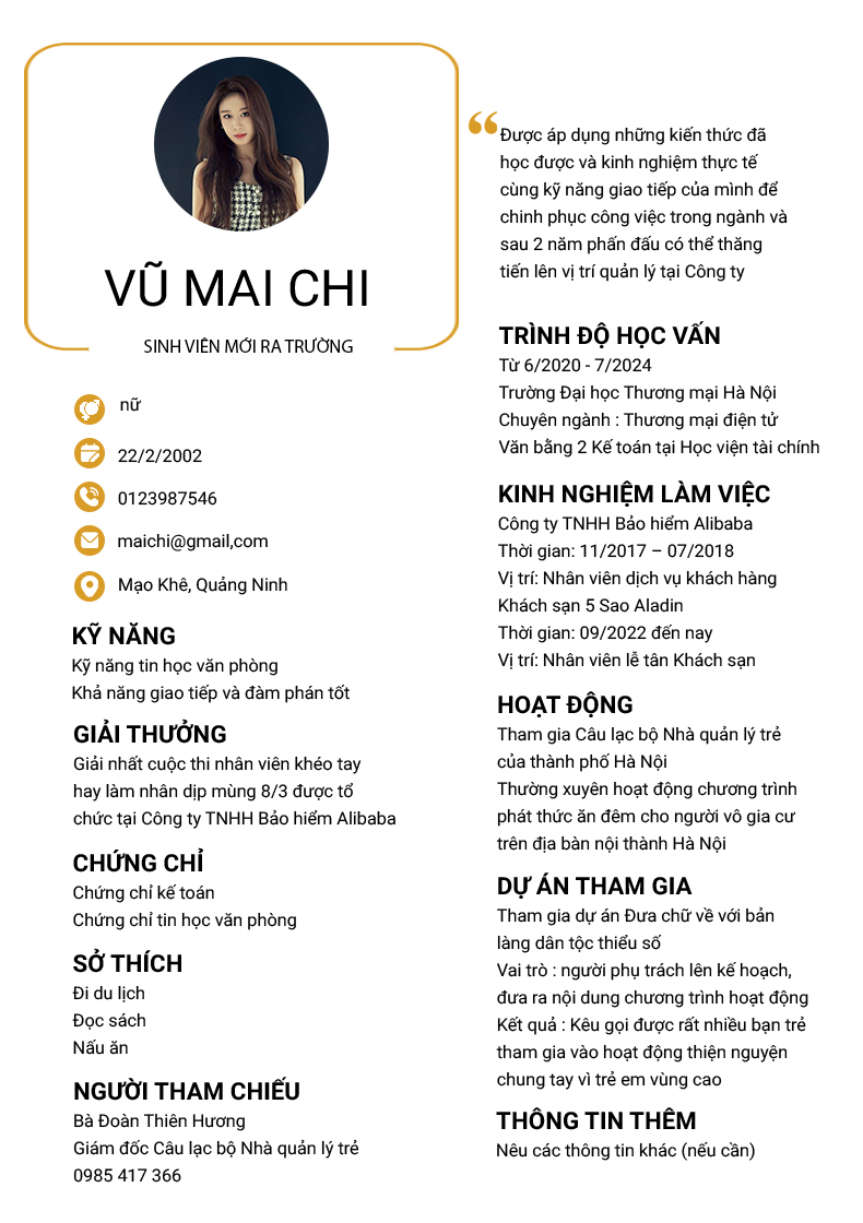 Cấu trúc CV xin việc part time bạn cần đảm bảo